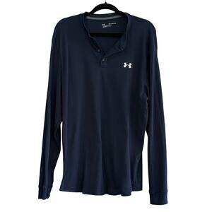 Under Armour Men's Waffle Henley Shirt 2XL Navy Fit Stretch Performance Top
